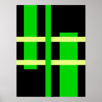 Abstract Modern Art Lines Green Yellow Black