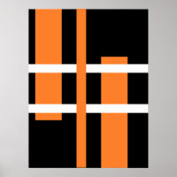 Abstract Modern Art Lines Orange White Black