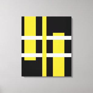 Abstract Modern Art Lines Yellow White Black Canvas Print