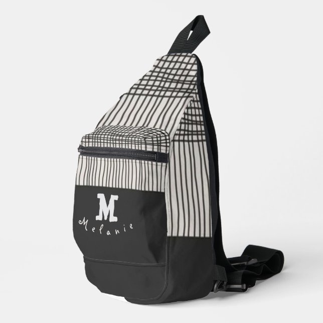Abstract modern art minimal Monogram retro Sling Bag (Right Corner)