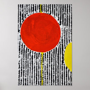 Abstract Modern Art Poster with a large red spot