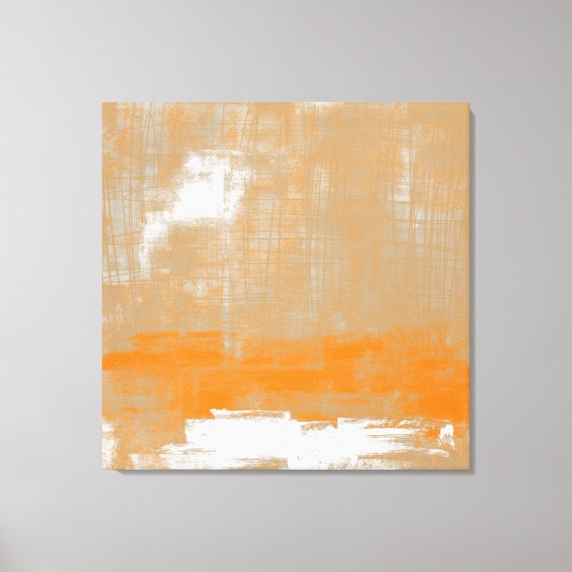 Abstract modern art style orange grey white canvas print (Front)