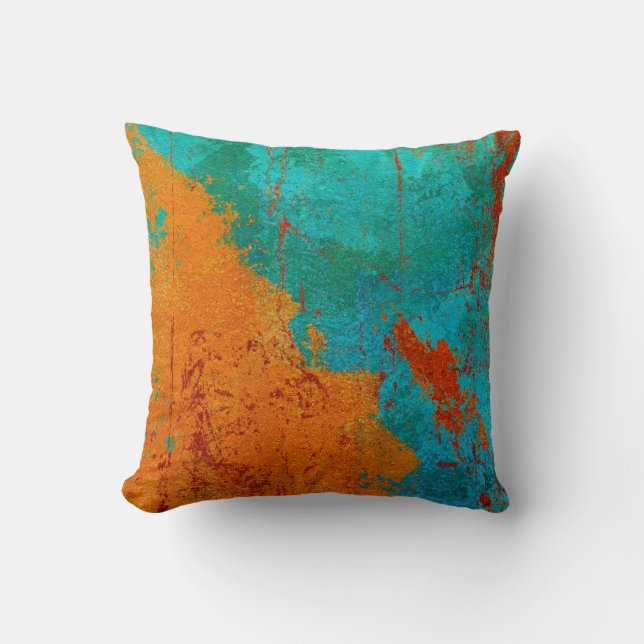 Abstract Modern Art Throw Pillow Orange Red Blue (Front)