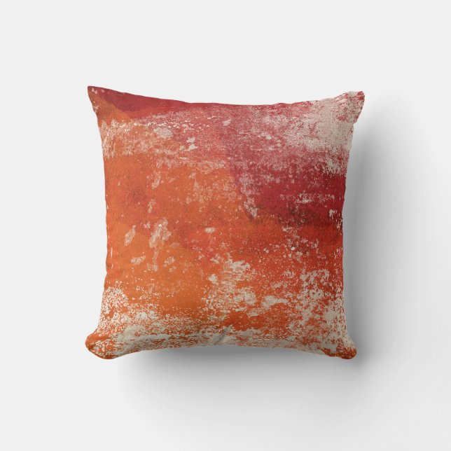 Abstract Modern Art Throw Pillow Orange Red Cream (Front)