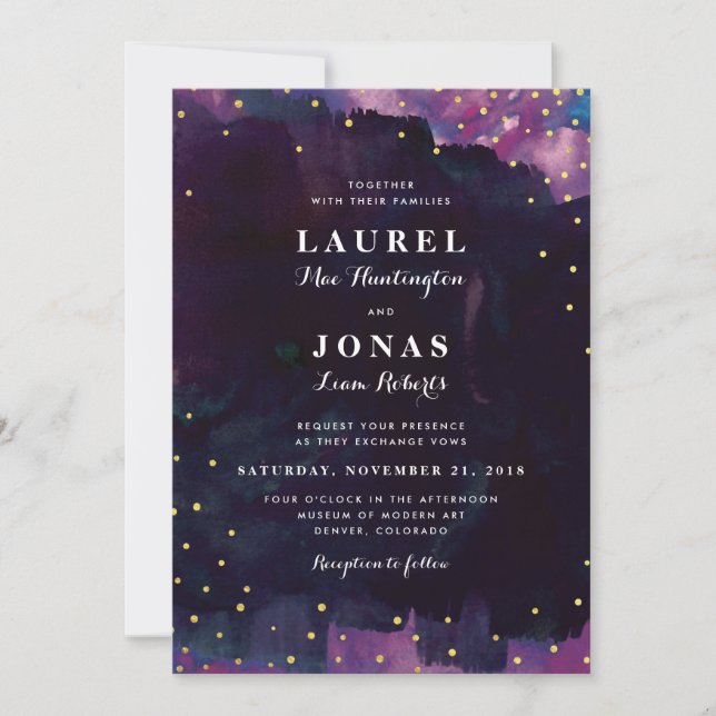 Abstract Modern Black Watercolor Wedding Invitation (Front)