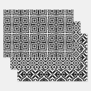 Abstract Modern Black & White Geometric Patterns Wrapping Paper Sheet
