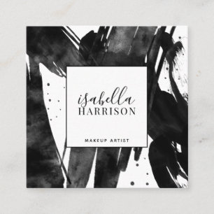 Abstract Modern Black White Makeup Artist Square Business Card