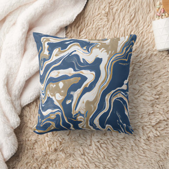 Abstract Modern Blue Brown Marble Pattern Cushion (Blanket)
