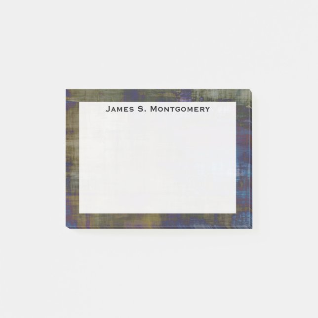 Abstract Modern Blue Brown Yellow Grunge Post-it Notes (Front)