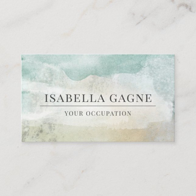 Abstract Modern Blue Green Watercolor Shapes  Business Card (Front)
