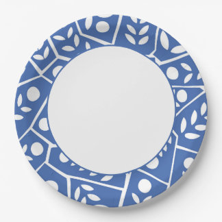 Abstract Modern Blue Leaves Shapes | Paper Plates