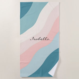 Abstract Modern Blush Pink Mint Collection Beach Towel