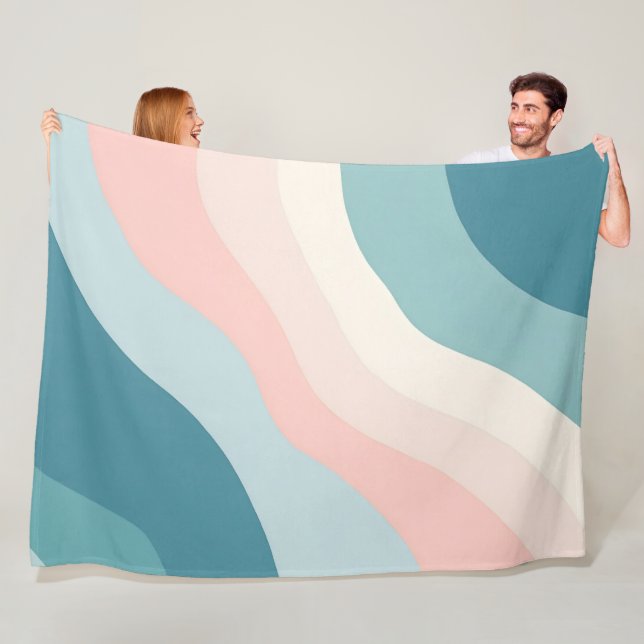 Abstract Modern Blush Pink Mint Collection Fleece Blanket (In Situ)