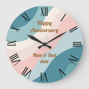Abstract Modern Blush Pink Mint Collection Large Clock