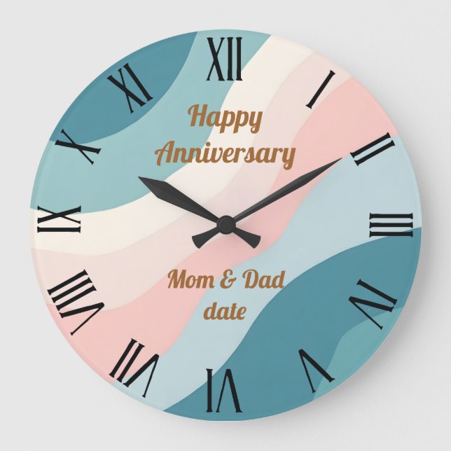 Abstract Modern Blush Pink Mint Collection Large Clock (Front)