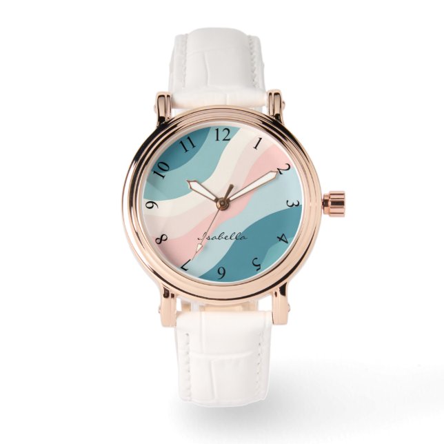 Abstract Modern Blush Pink Mint Collection Watch (Front)