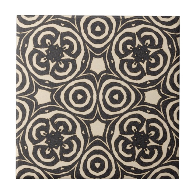Abstract modern botanical floral pattern tile (Front)