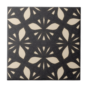 Abstract modern botanical leaf pattern tile