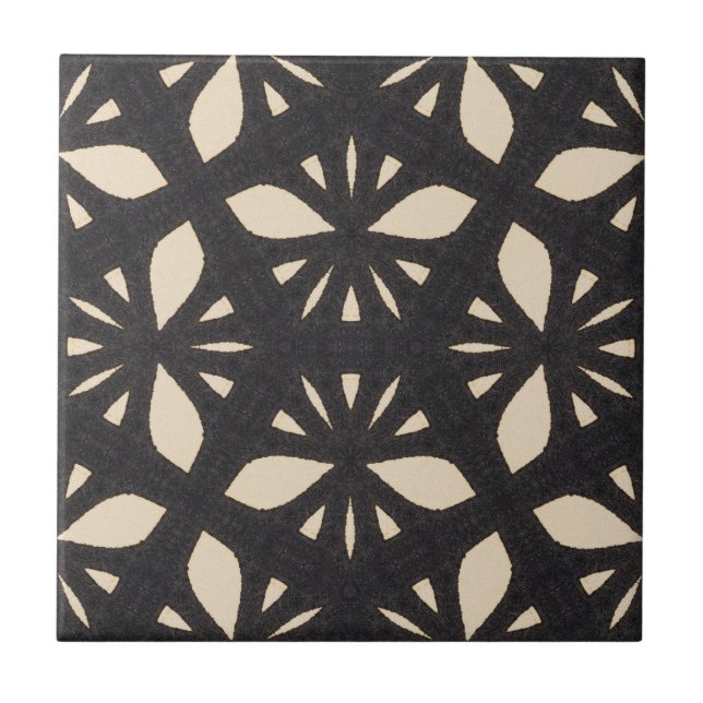 Abstract modern botanical leaf pattern tile (Front)