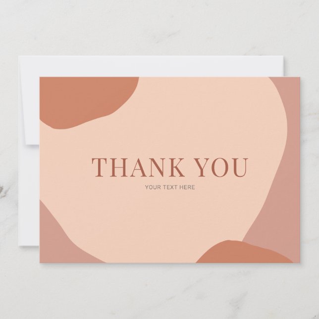 Abstract Modern Brown Blush Thank You Card (Front)
