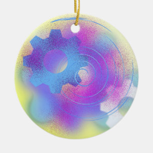 Abstract Modern Cog Ceramic Tree Decoration