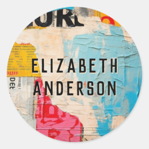 Abstract Modern Collage Classic Round Sticker