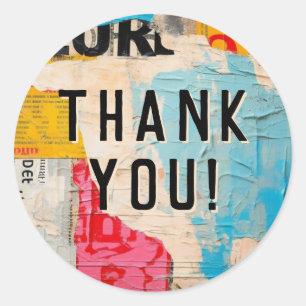 Abstract Modern Collage Thank You Classic Round Sticker