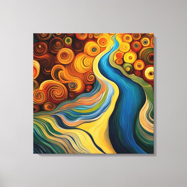 Abstract Modern Colour Swirls River  Canvas Print (Front)