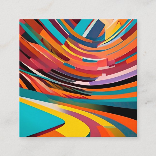 Abstract Modern Colourful Bright Pattern Bold Urba Square Business Card (Front)