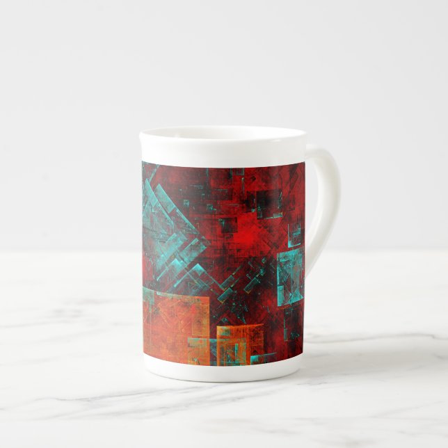 Abstract Modern Colourful Cool Artistic Pattern Bone China Mug (Front Right)