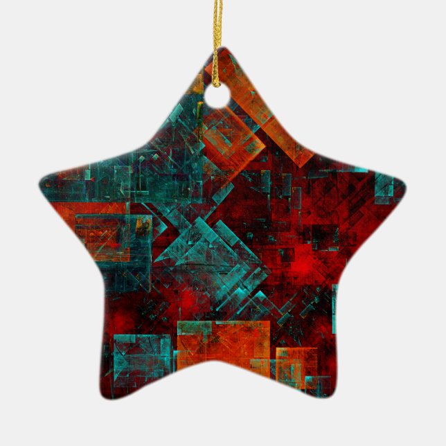 Abstract Modern Colourful Cool Artistic Pattern Ceramic Tree Decoration (Front)