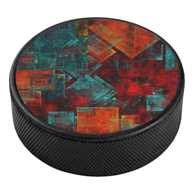 Abstract Modern Colourful Cool Artistic Pattern Hockey Puck (3/4)