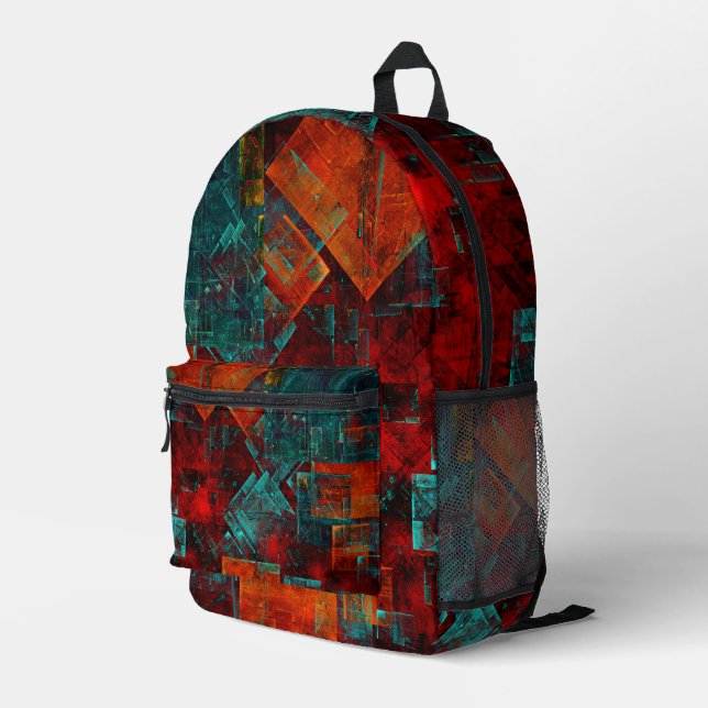 Abstract Modern Colourful Cool Artistic Pattern Printed Backpack (Back Corner Right)
