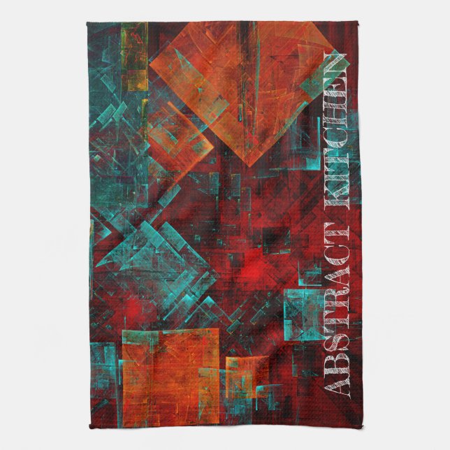 Abstract Modern Colourful Cool Artistic Pattern Tea Towel (Vertical)