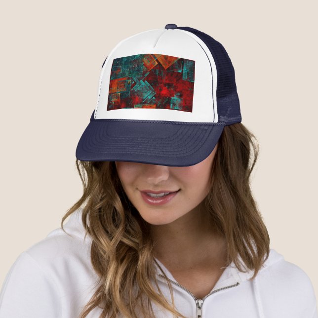 Abstract Modern Colourful Cool Artistic Pattern Trucker Hat (In Situ)