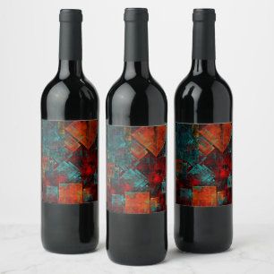 Abstract Modern Colourful Cool Artistic Pattern Wine Label