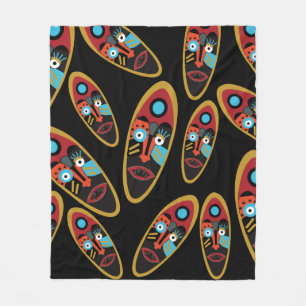 Abstract modern colourful face tattoo art fleece blanket