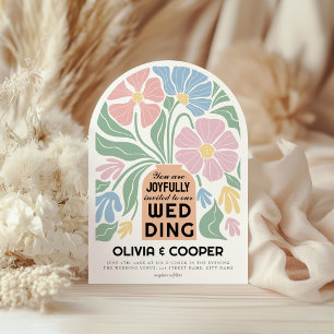Abstract Modern Colourful Floral Wedding Invitation