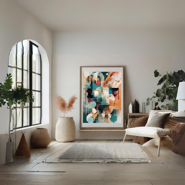 Abstract Modern Colourful Shapes  Poster (Abstract Modern Colorful Shapes Poster)