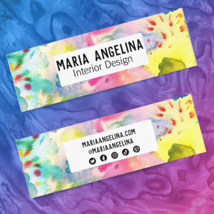 Abstract Modern Colourful Splashes Watercolor Mini Business Card