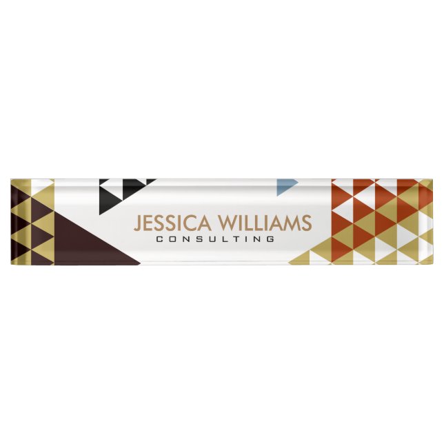 Abstract modern colourful triangles nameplate (Front)