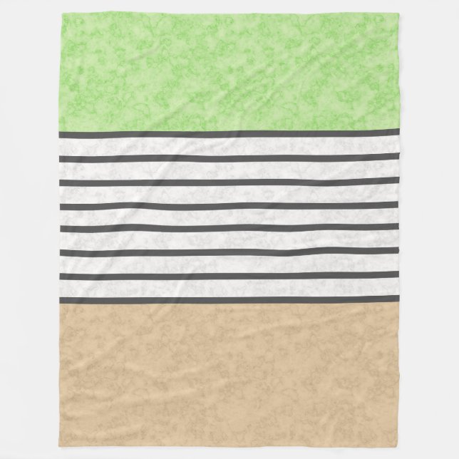 Abstract modern colours beige mint green white bla fleece blanket (Front)