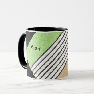 Abstract modern colours beige mint green white bla mug