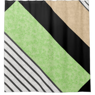 Abstract modern colours beige mint green white bla shower curtain