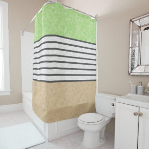 Abstract modern colours beige mint green white bla shower curtain