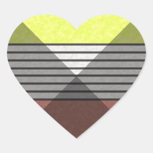 Abstract modern colours brown yellow lemon white b heart sticker