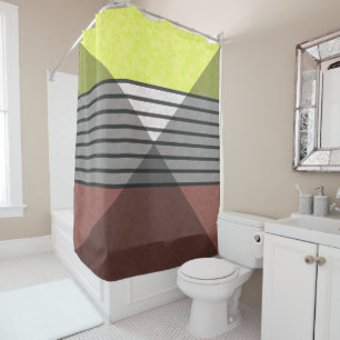 Abstract modern colours brown yellow lemon white b shower curtain