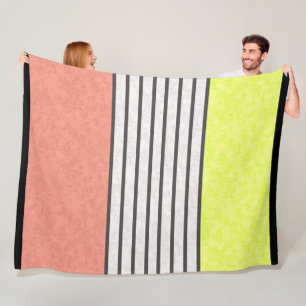 Abstract modern colours coral pink lime green whit fleece blanket