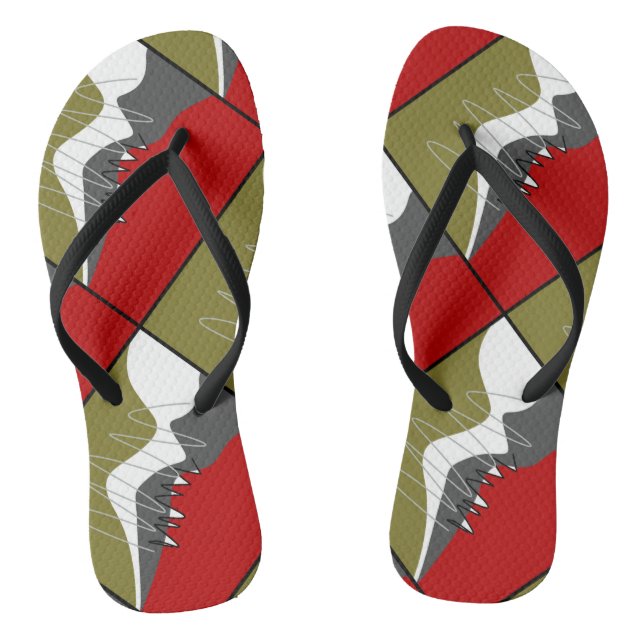 Abstract, Modern, Creative, Applique Flip Flops (Footbed)