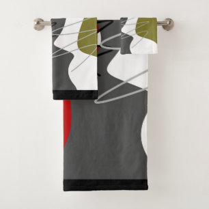 Abstract, Modern, Creative, Applique Throw Pillow Bath Towel Set